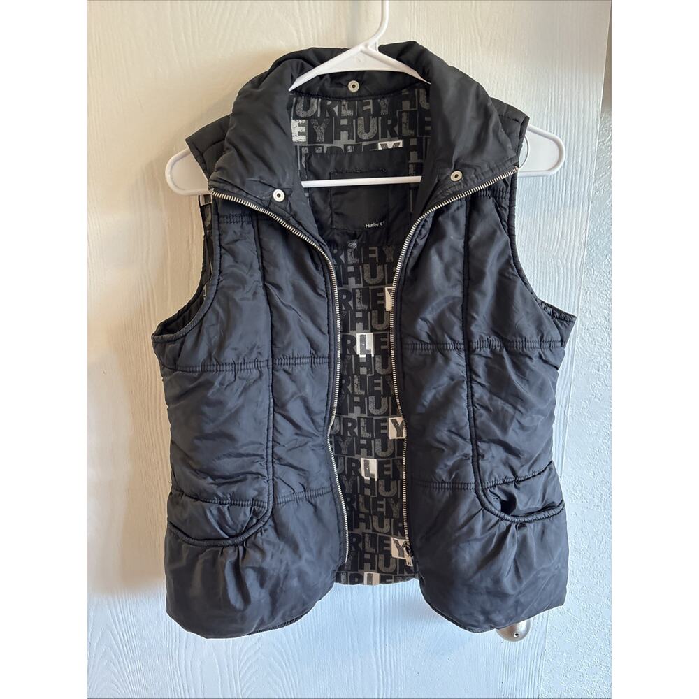 Hurley Black Quilted Hooded Vest